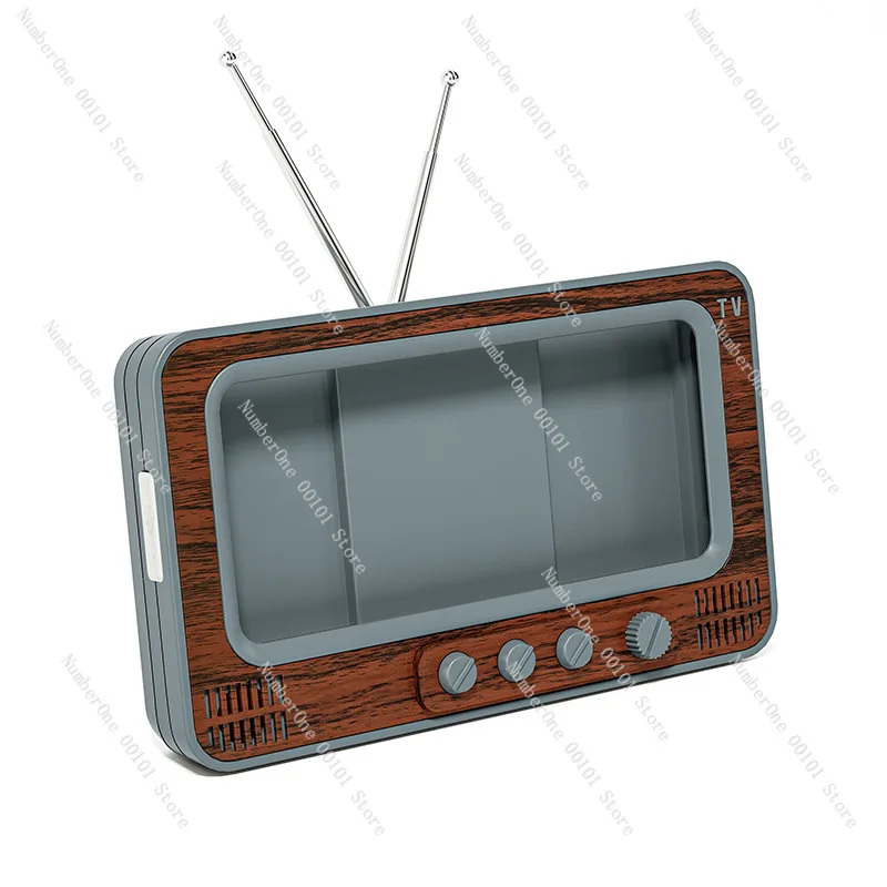 Creative Retro Desktop Phone Screen Amplifier with Bluetooth Speaker TV Shape Drama Chasing Mobile Holder