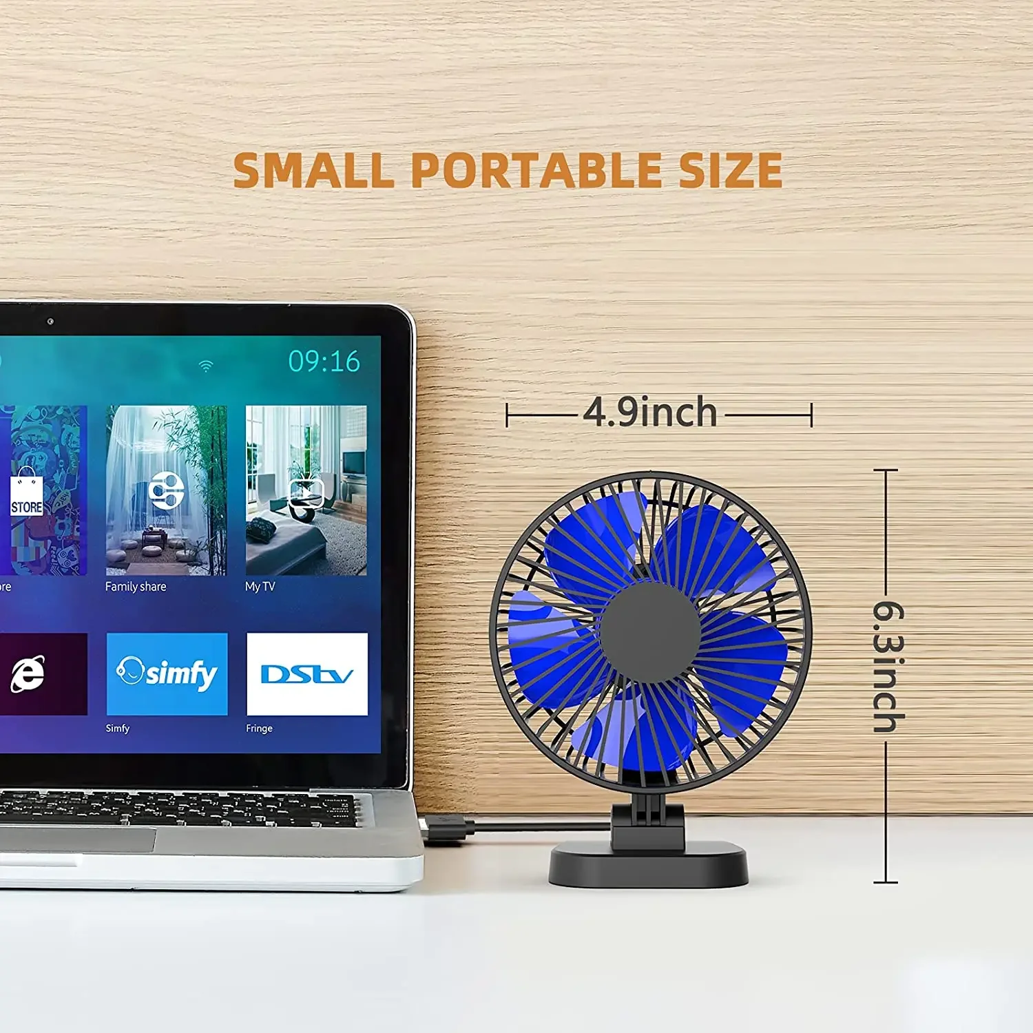 4 Inch Small Desk Fan, Powerful Airflow USB Powered Table Fan Personal Fan for Office,Table, Study, Bedroom