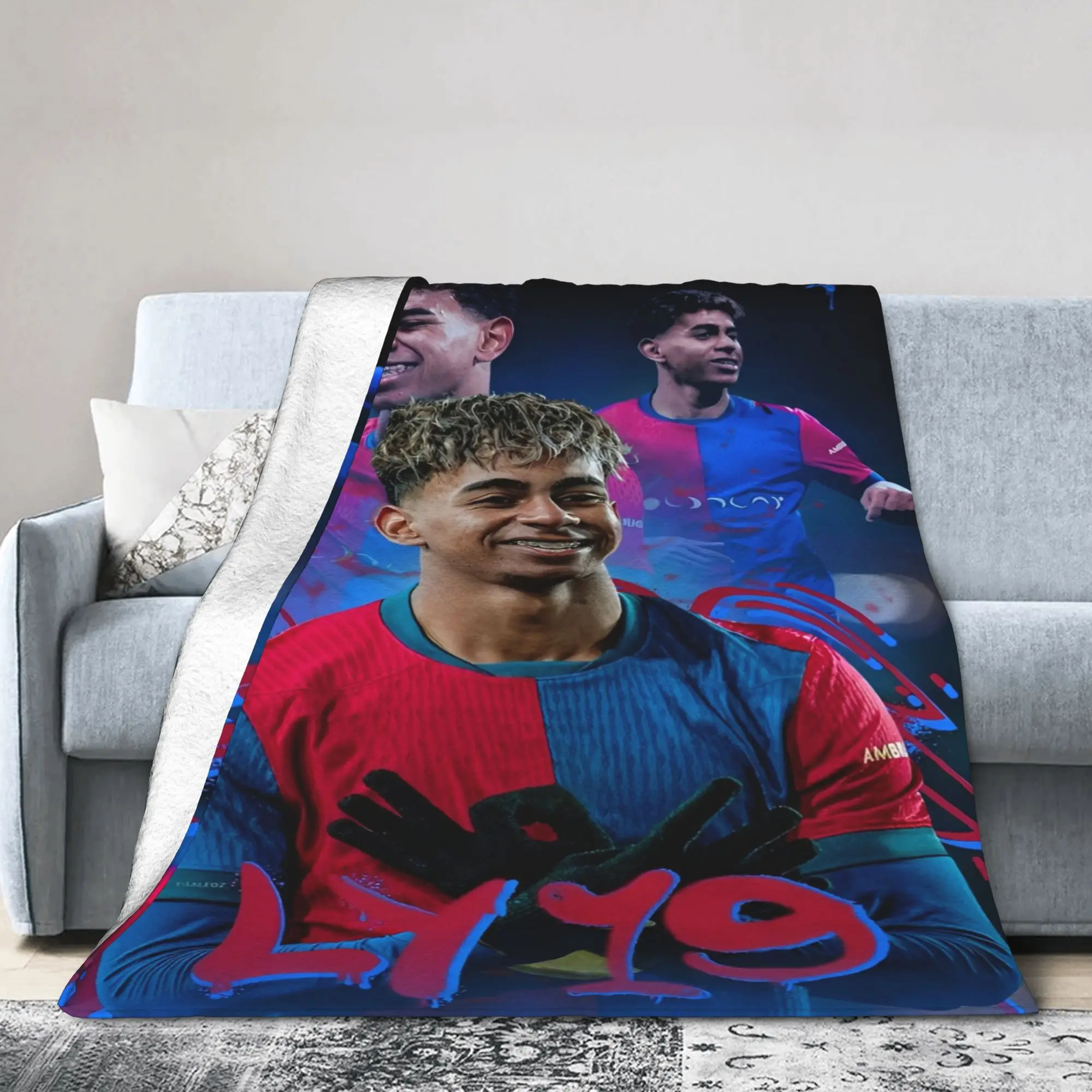 Soccer Number 19 Lamine Y-Yamal Blanket Flannel Spring/Autumn  Portable Super Soft Throw Blankets for Bedding Car Quilt