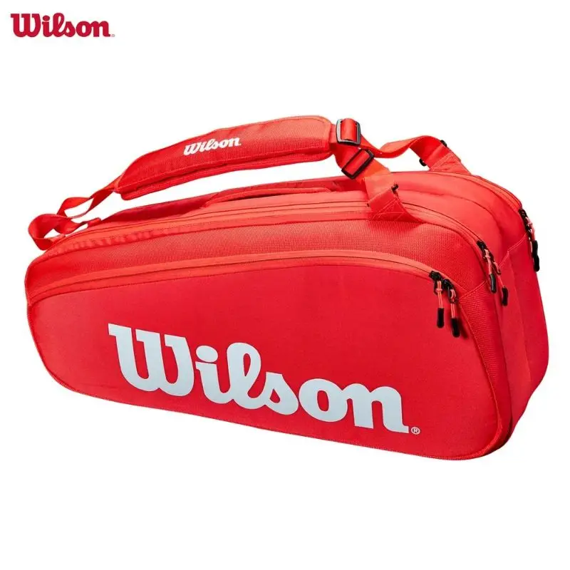 Wilson 2023 Super Tour Pro Staff 6 Pack Fine-Knit Coating Tennis Bag 3-Layer Racket Backpack Racquet Bag with Thermoguard