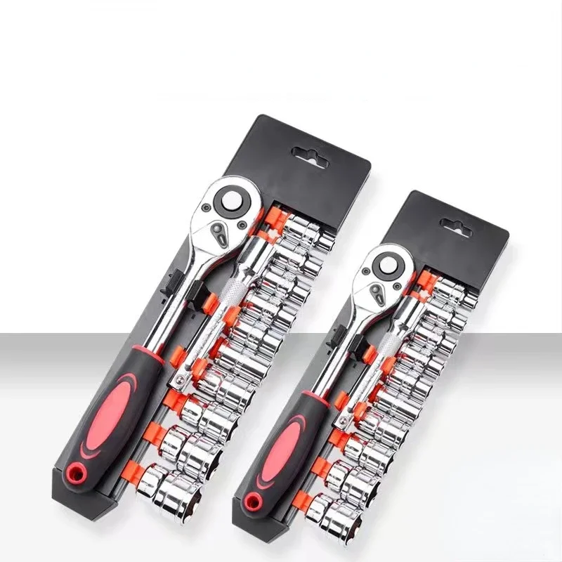 12pcs Car Bike Bicycle Motorcycle Repair Tool Set Box 1/2 Inch Ratchet Socket Wrench Set Multi-function Spanner