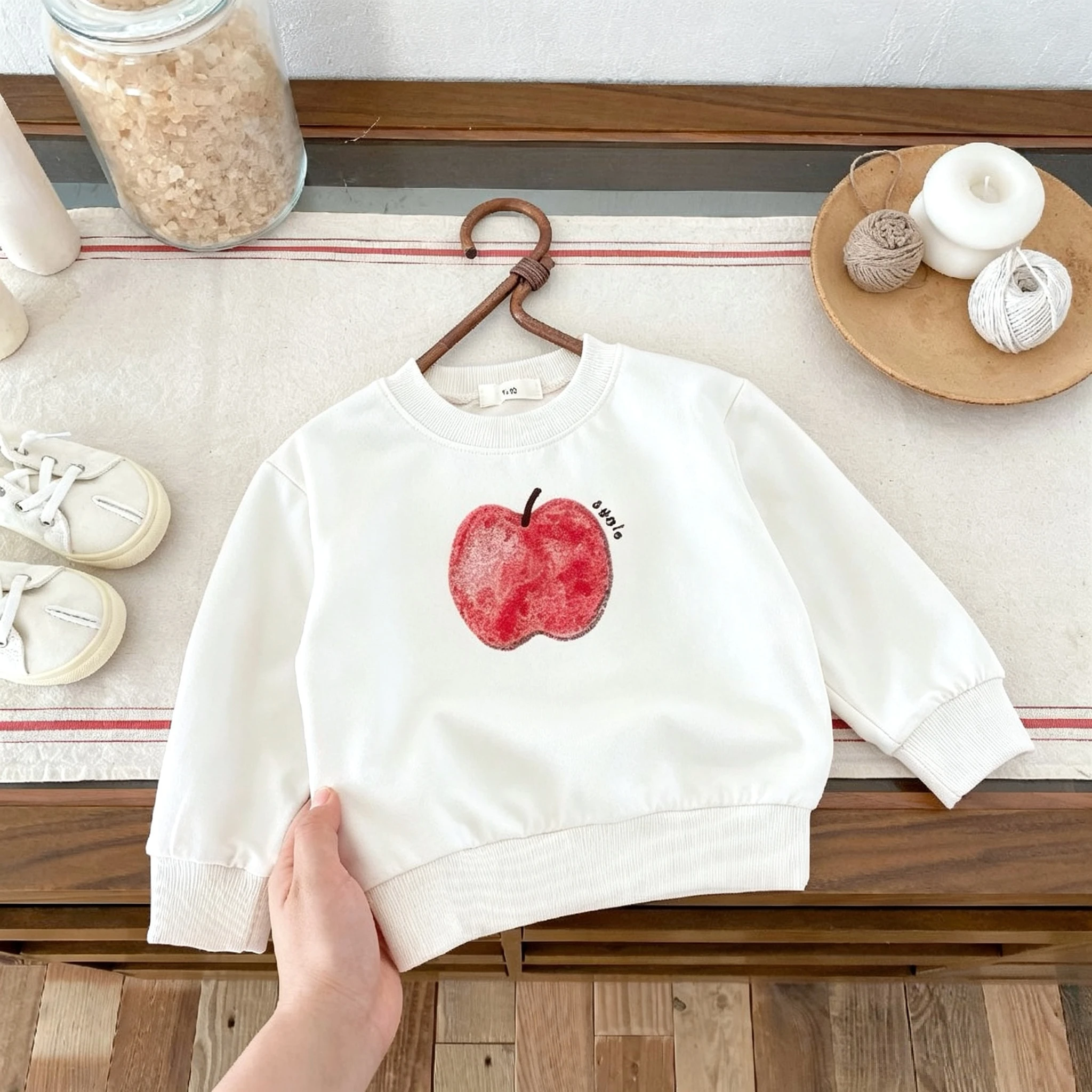 Fruit Pattern Children's Clothes Sweatshirts Autumn Long Sleeve Tops Korean Style Fashion Simple Kids Round Collar Hoodies