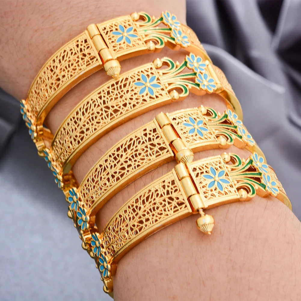 

Luxury Indian Dubai Gold Color Bangles For Women Girls Dubai Wedding Bridal Bangles&Bracelet Bijoux français Jewellry For Women