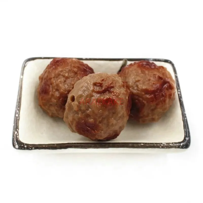 Bola de pescado de simulación de barbacoa para niños, 1 piezas, Bola de ternera, Bola de Camarón, bola dorada, modelo de ventana, cadena de barbacoa, comida falsa, accesorios de juego