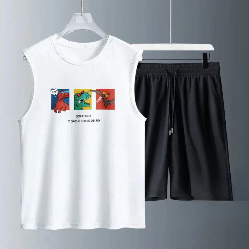 Men's Tank Top Sets 2026 Summer Quick drying sports running sets for men 2 piece set seaside Breathable oversize  beach