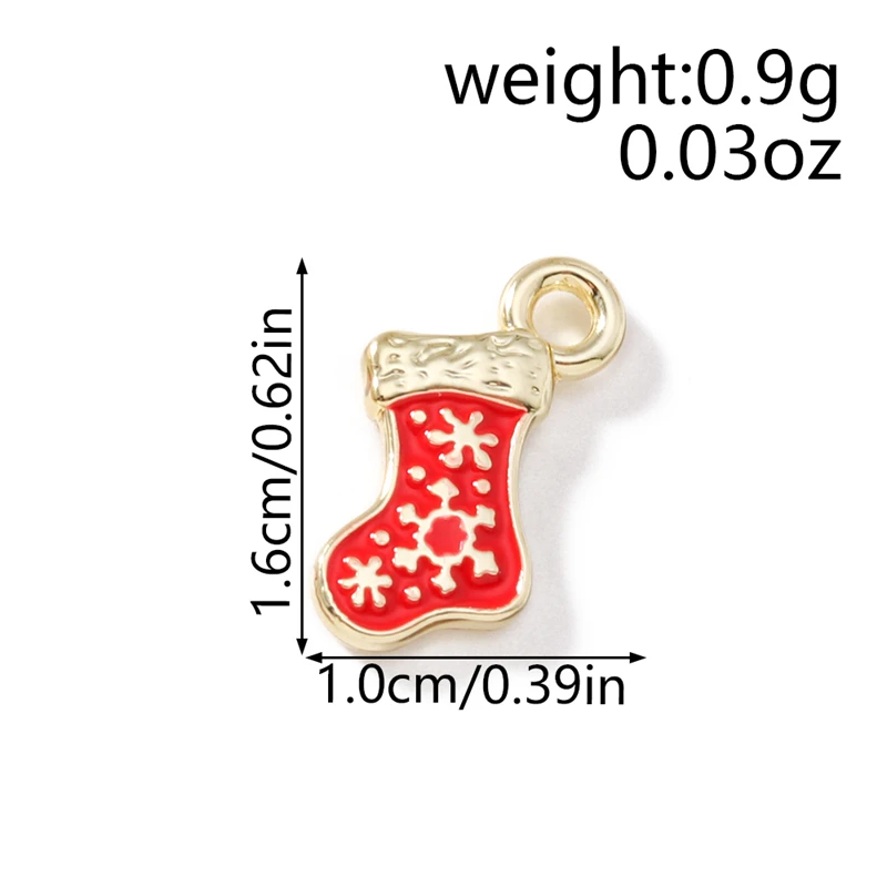 5 Stück 10x16mm Niedliche Emaille-Weihnachtsschneeflocken-Socken-Anhänger für die Herstellung von Ohrringen, Halsketten, DIY-Bastelarbeiten, Schmuckzubehör – Detail 1
