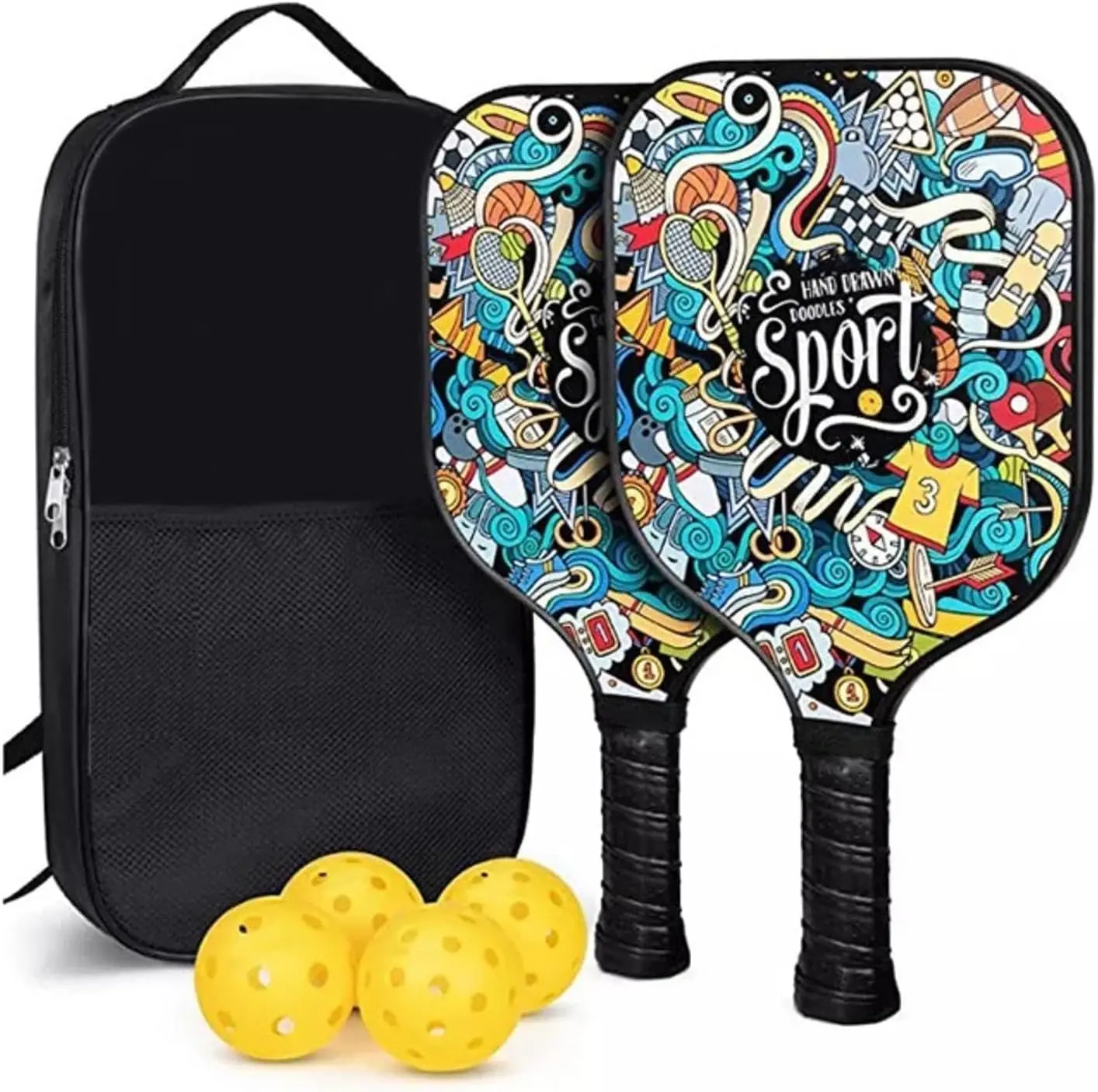 

Pickleball Paddles Set of 2, T700 Carbon Fiber Pickleball Paddle Sandblasted Surface with Honeycomb Core Pickle Ball Rackets