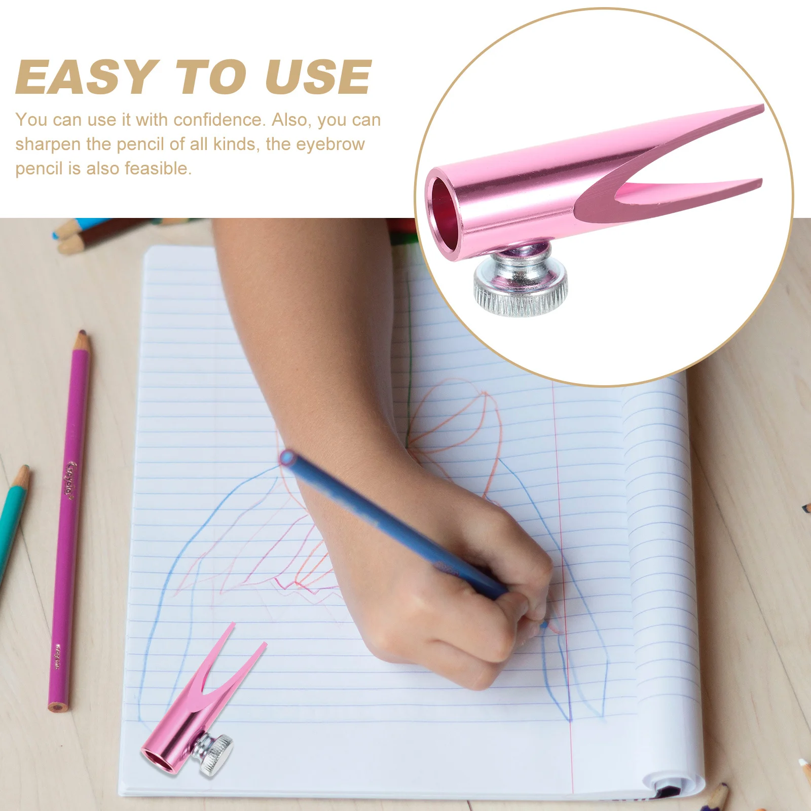 مبراة أقلام الحواجب المدمجة، مبراة أقلام مكياج يدوية لأدوات تحديد العيون المحمولة