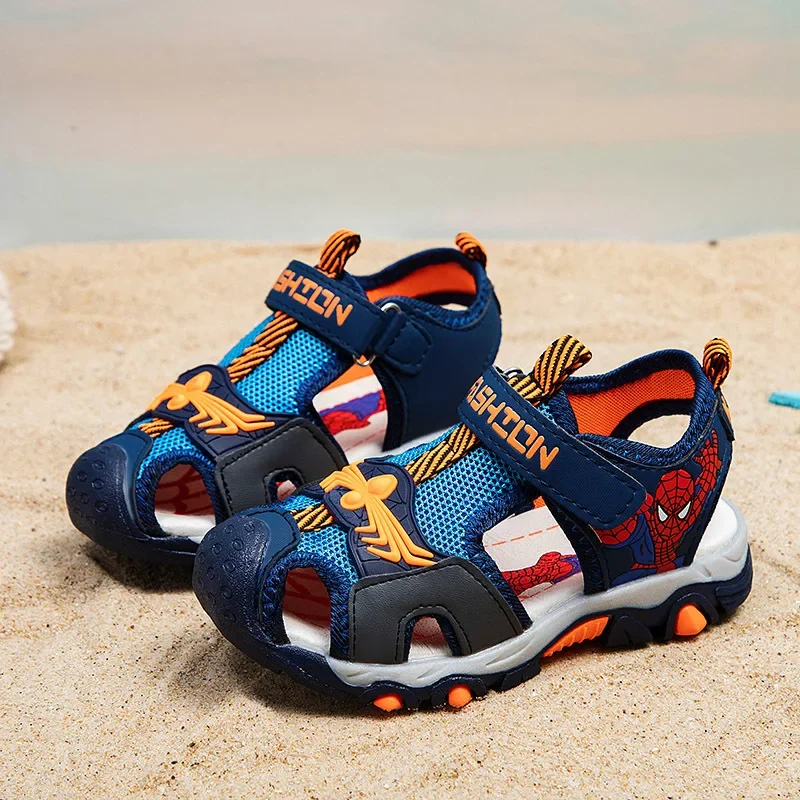 New Summer Sandals For Kid Boys Closed Toe Shoes Fashion Baby Cartoon Spiderman Sport Children Girls Soft Toddler Beach Slippers