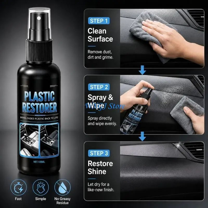 37JE Dashboard Plastic Restorer Liquid for Car Interior Trim and Console Touch Up