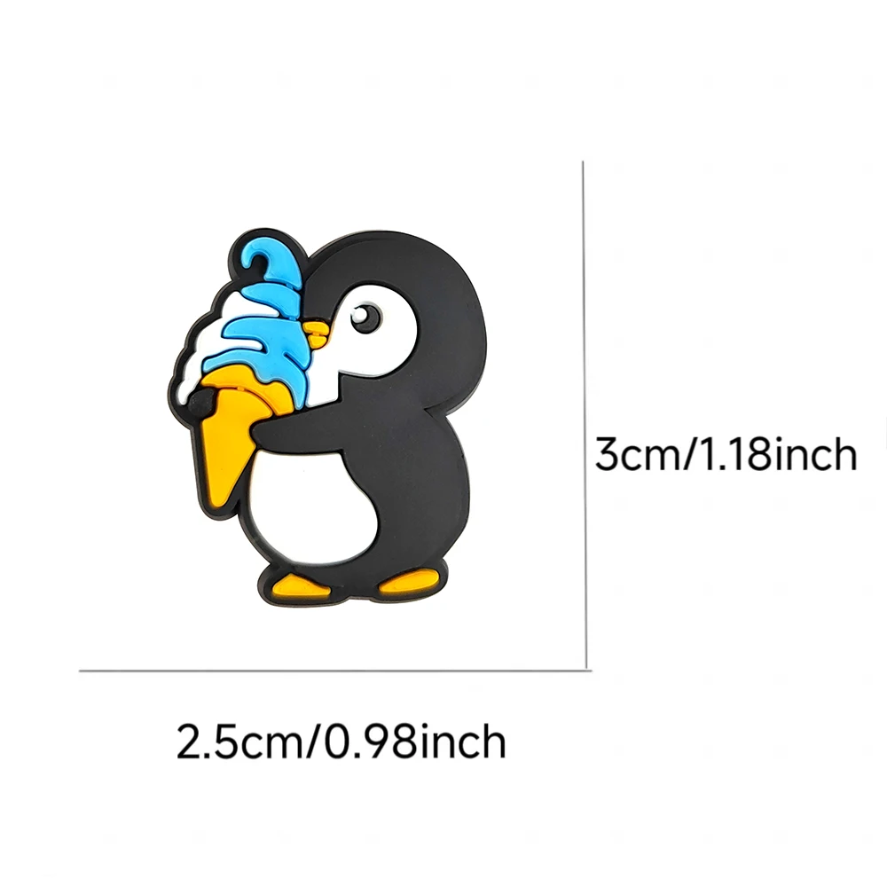16Pcs Cartoon Cute Penguin Series PVC Shoe Accessories Fit with Hole Wristbands DIY Detachable Waterproof Shoe Decorations Gifts