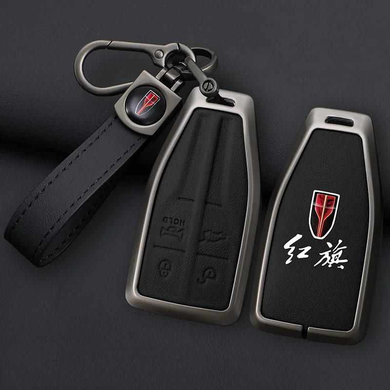 Zinc Alloy Leather Car Key Cover Case Bag for Hongqi HS5 H5 H9 HS7 H7 L5 HS3 L9 Shell Protector Keychain Accessories