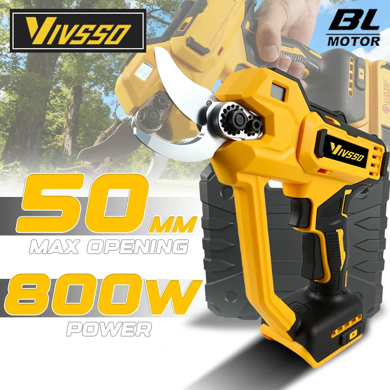 Electric Scissors Brushless 50mm Electric Scissors For Dewalt 20V Battery Pins Cordless Fruit Tree Bonsai Electric Pruning Shear