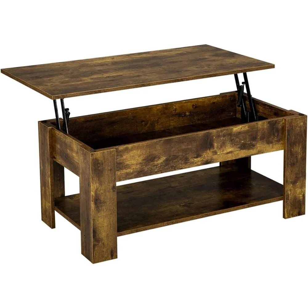 

Rustic Coffee Table, Lift Up Coffee Table with Hidden Storage, Living Room Center Tables with Lift Top for Office Reception Room