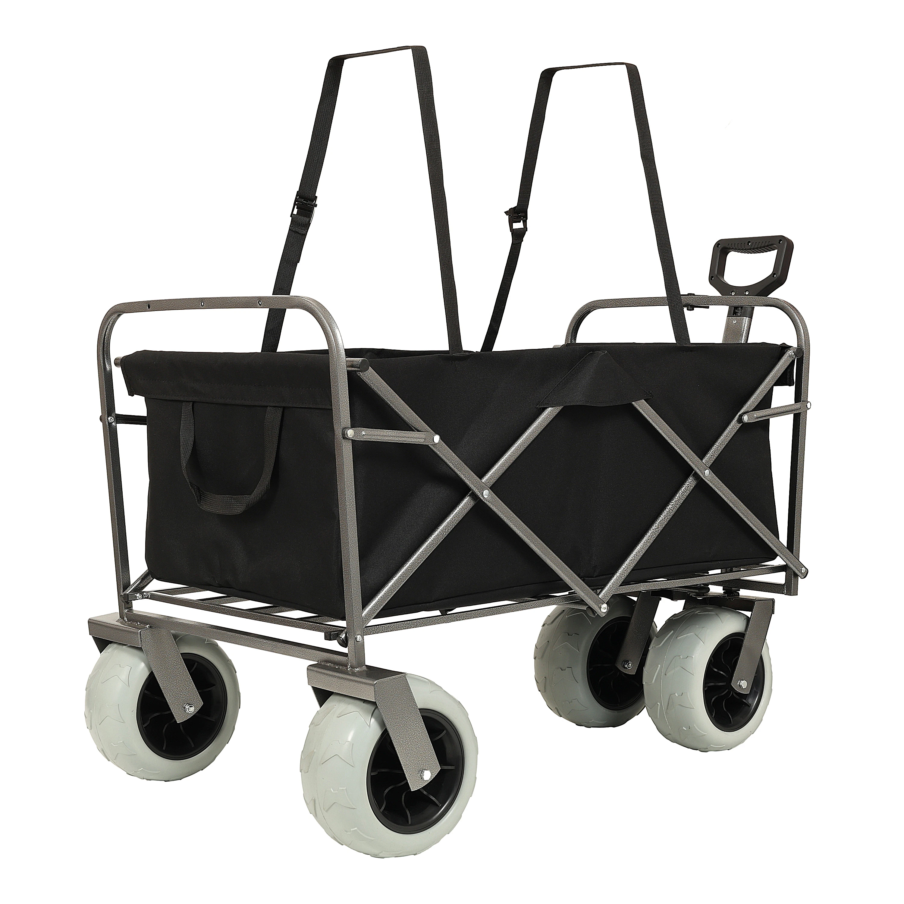 Fishing Cart with Rod Holders ,Beach Wagon with Big Wheels for Sand 500lbs capacity - All Terrain Steel Frame Utility Cart with