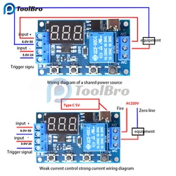 Relè di ritardo di tipo C DC 6-30V USB C LED interruttore di controllo Timer ciclo digitale protezione inversa ritardo di temporizzazione 9V 12V 24V