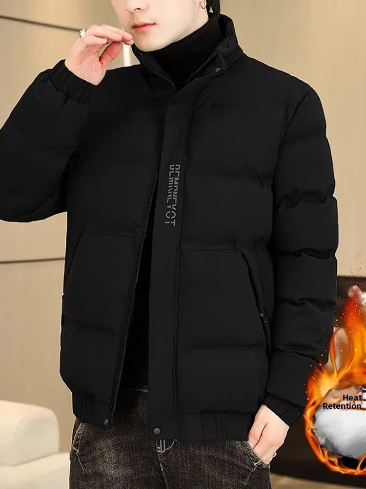 

Men's Thiened down Cotton Jaet Autumn Winter Warm Faionable Versatile Cotton Outerwear Youth ular Long Sve Zipper...