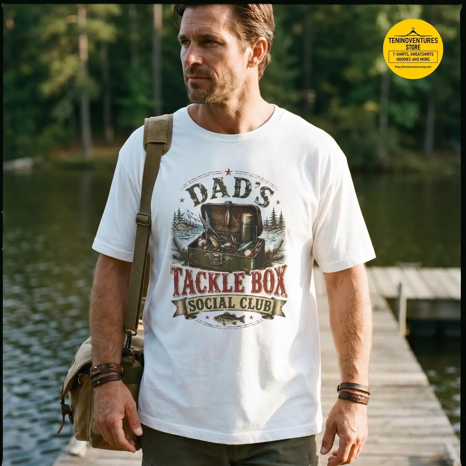 Fishing T Shirt Dad s Tackle Box Social Club Vintage Angler Oversized Boxy  vintage Washed Soft designer clothes homme