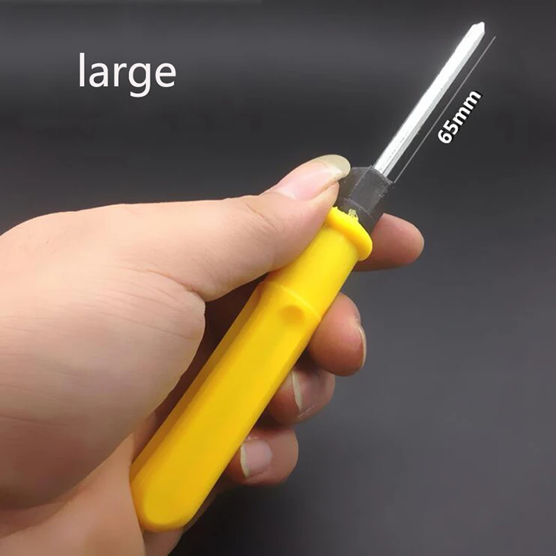 2 Sides Phillips and Slotted Double Head Screwdrivers Small Portable Screw Driver Yellow Handle Repair Hand Tools