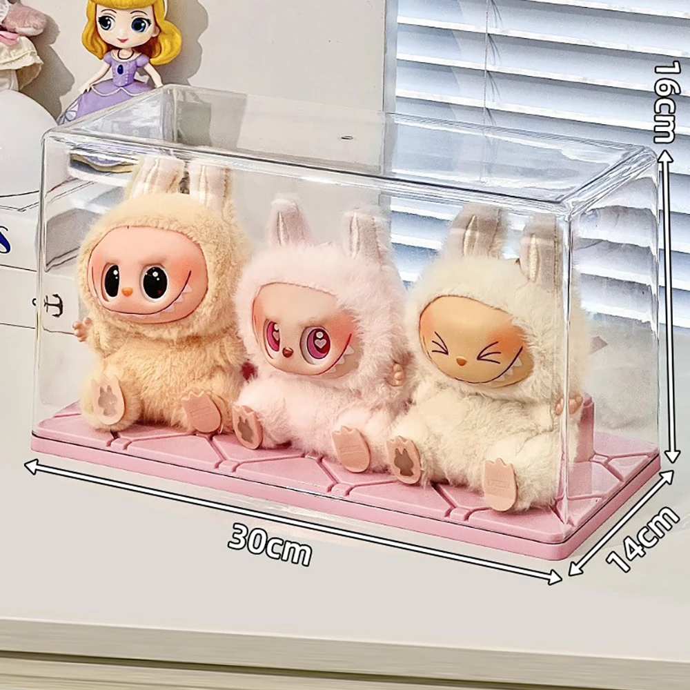 16 سنتيمتر Labubu صندوق عرض صندوق خزانة الغبار والرطوبة صندوق أعمى شخصية رف شاشة خزانة عرض شفافة