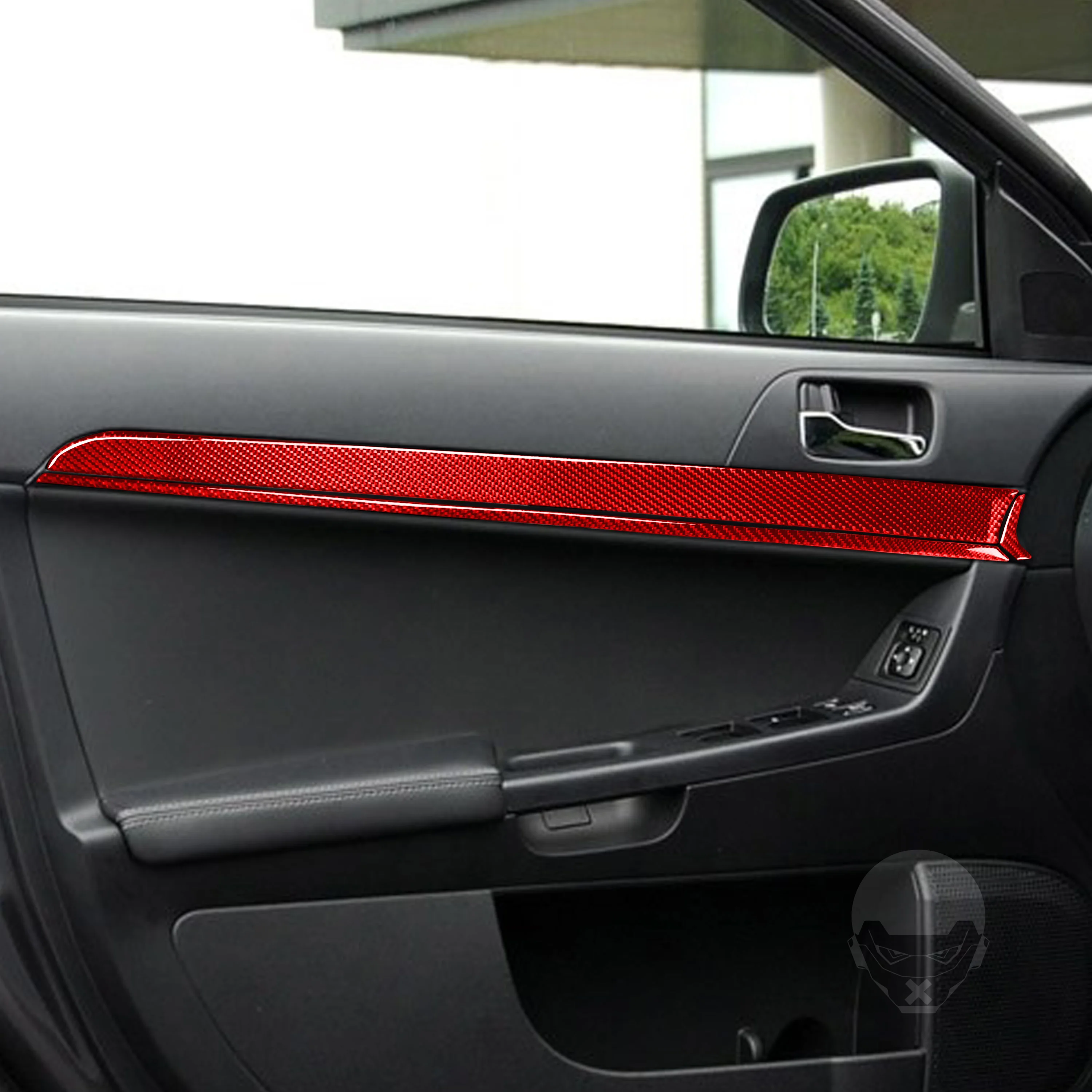 Door Panel Decoration Sticker Decal Cover Trim for Mitsubishi Lancer EVO 2008-2015 Car Interior Accessories Carbon Fiber