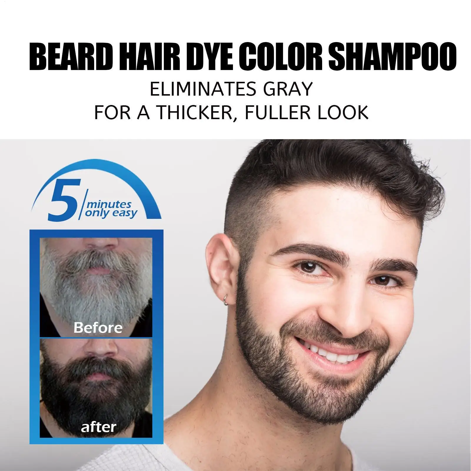 Mens Beard Dye 60ML Mustache Dye Natural Color Men Covering Stubborn Grays Effortless Home Application Quick-Drying For Home