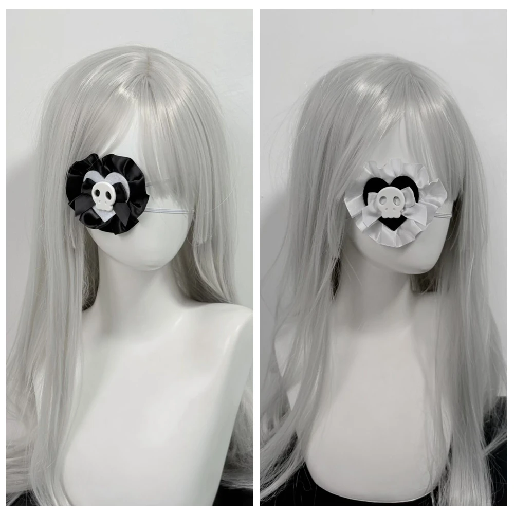 

Landmine Medical Heart Shape Black White Skull Bow Eye Patch for Girls Cosplay Steampunk Subculture Cos Eye Mask