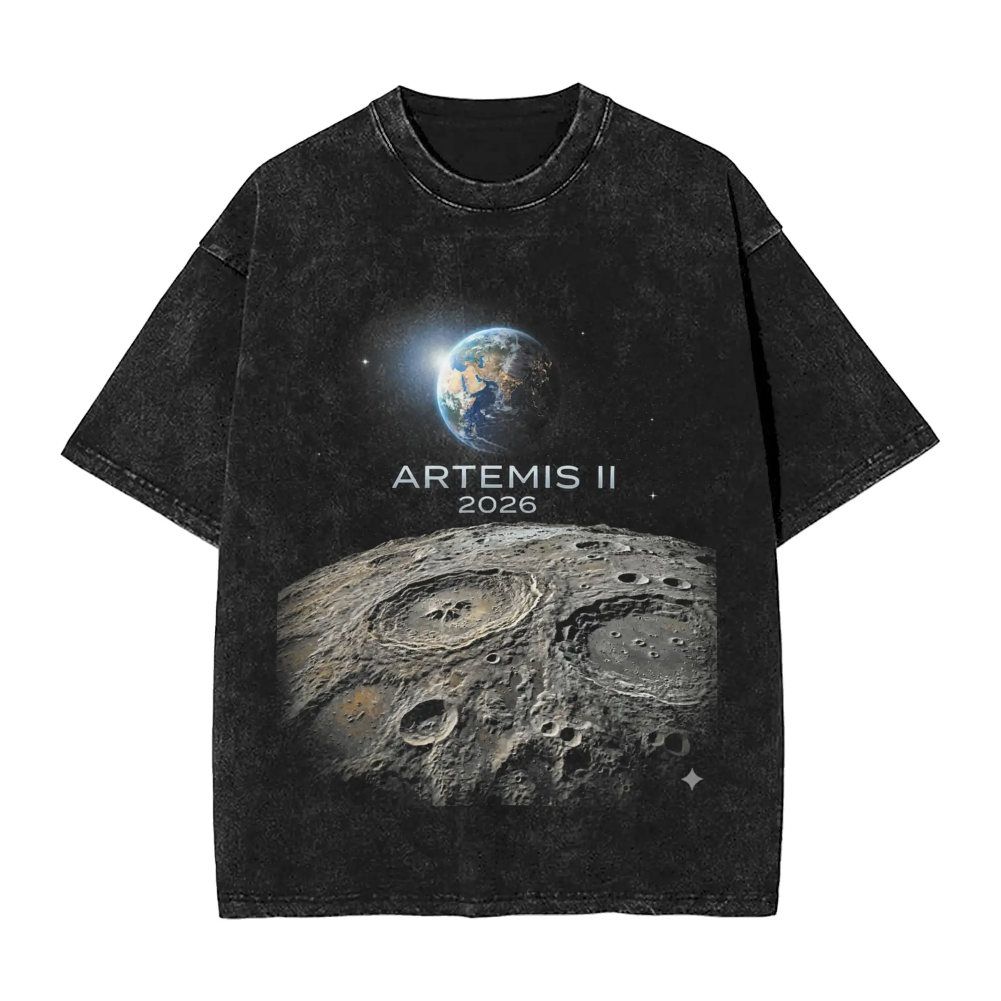 Man T Shirt Artemis  American Rocket Launch To The Moon Washed T-Shirts Hip Hop  Beach Tees Loose Cotton Tops New Arrival