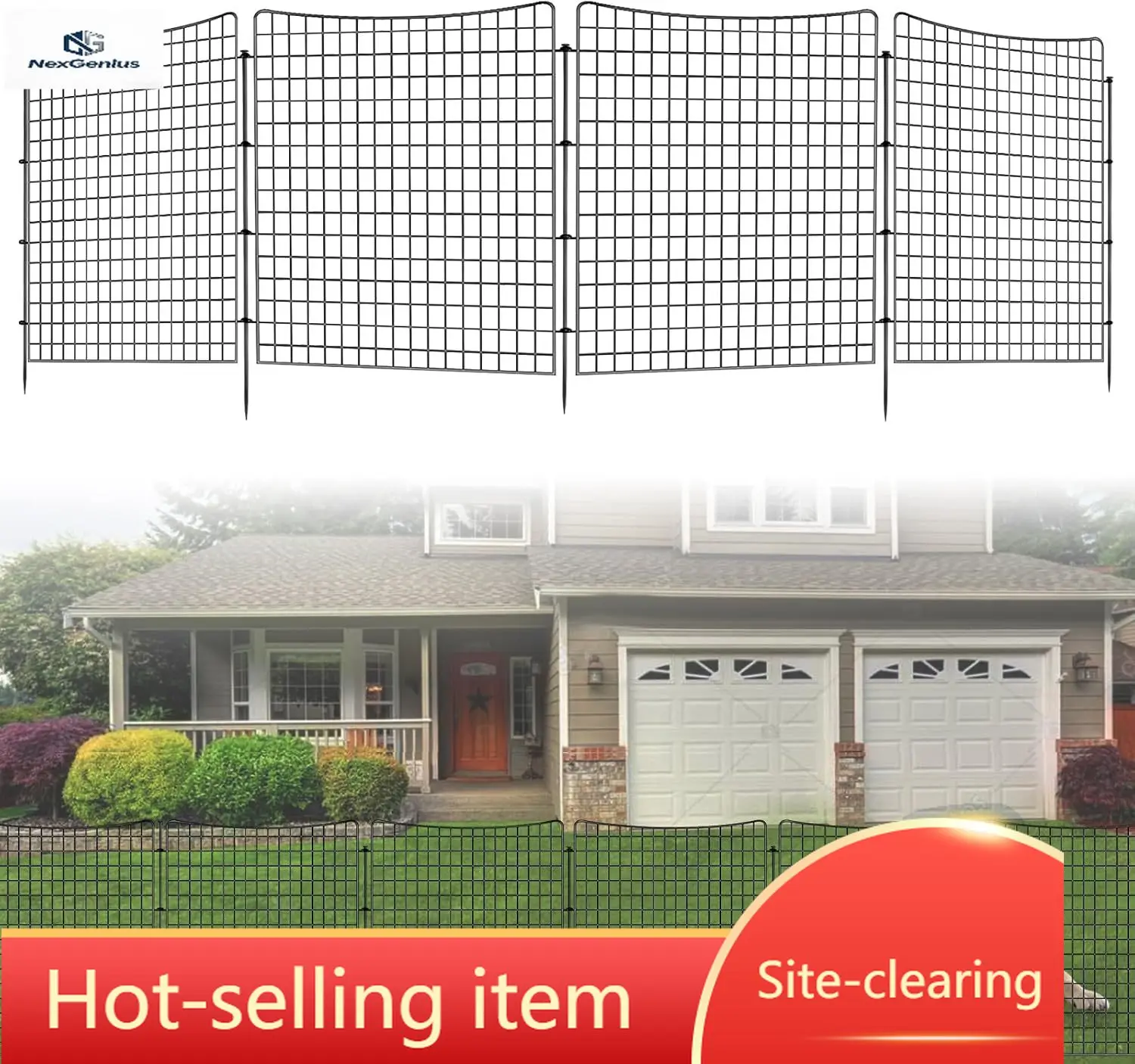 10 Panels Garden Fencing Animal Barrier, 36in(H) X 25ft(L) Dog Fence Outdoor for Yard Rustproof No Dig Decorative Tall Rabbit Fe
