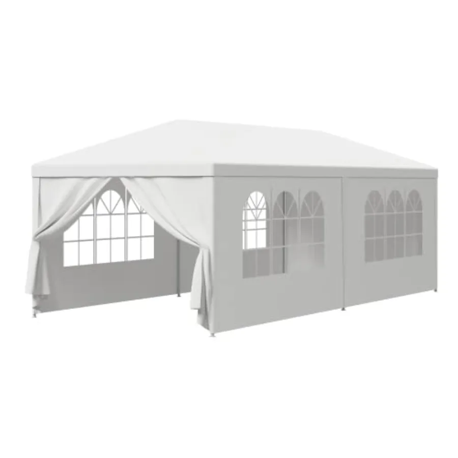 10' x 20' Outdoor White Waterproof Gazebo Canopy Tent with Removable Sidewalls Windows Heavy Duty Tent for Party Wedding Events