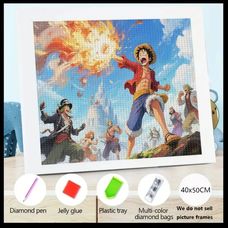 

1 шт. цельный набор для алмазной живописи в стиле аниме Луффи, 5D полная дрель, соломенная шляпа «сделай сам», пираты, кристалл, горный хрусталь, драгоценный камень, набор для рукоделия, Perfec