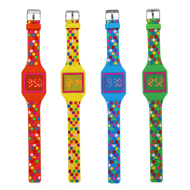 3D Color Dot Strap Children's Watches for Girls LED Electronic Kids Watch Waterproof Display Time and Date reloj para ninos