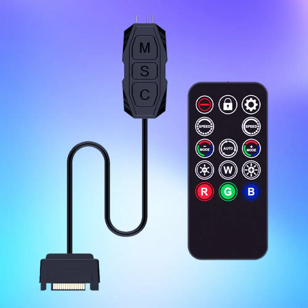 Argb Controller with 14 Remote 5v 3pin Argb Controller Adjustable 3pin Argb Controller with Remote Control Color Changing for Pc