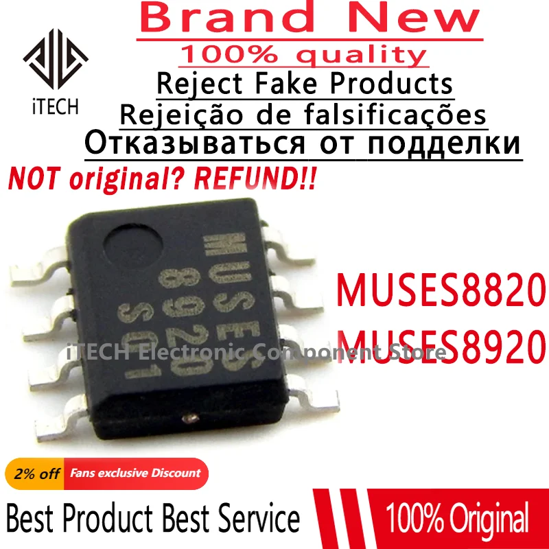 1pcs/lot Original MUSES8820 MUSES8920 MUSES 8820 8920 OP AMP For HiFi Audio Amplifier Replaces AD8620 SOP-8 IC Chip 100% New