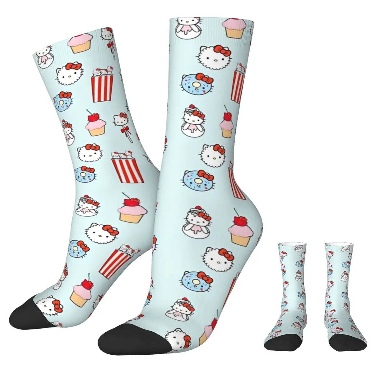 Official Hello Kitty Icecream Doughnut Socks Men's Women's Casual Socks Novelty Spring Summer Autumn Winter Middle Tube Gifts