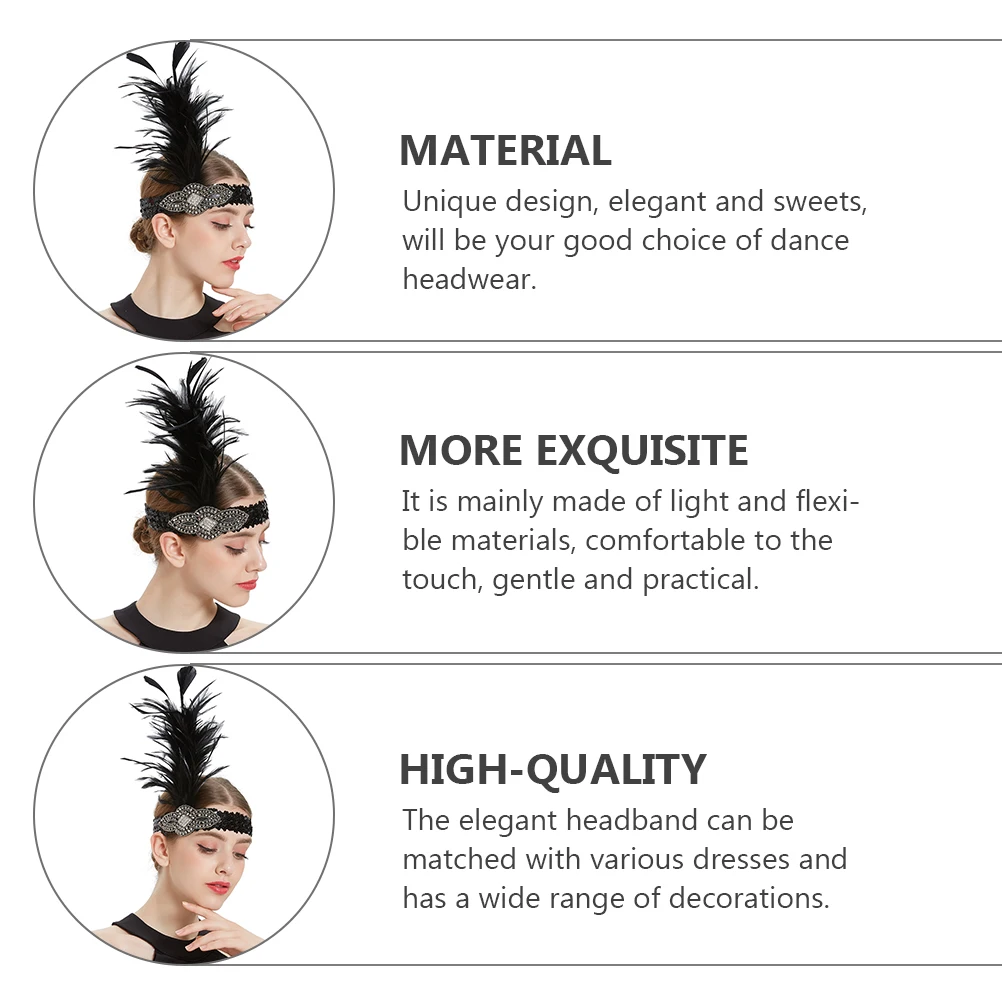 

Black Forehead Headband Elegant Decorative Hairband Dance Party Women Headdress Accessories Lightweight Comfortable Prom