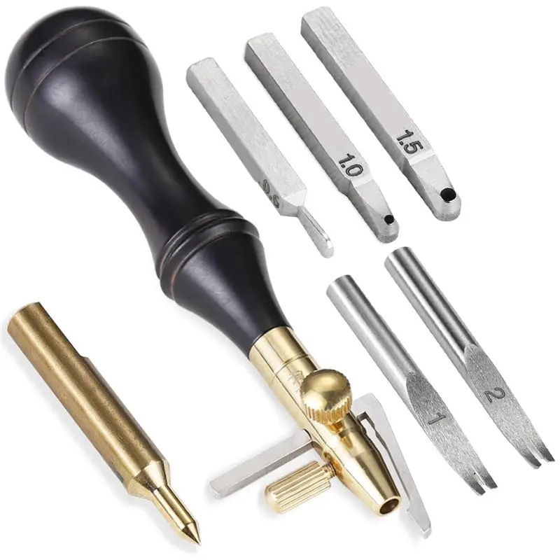

AA63 HOT 6 In 1 Leather Groover Tool, With Adjustable Stitching Groover, Leather Carving Cutting Tools, Leather Working Tools