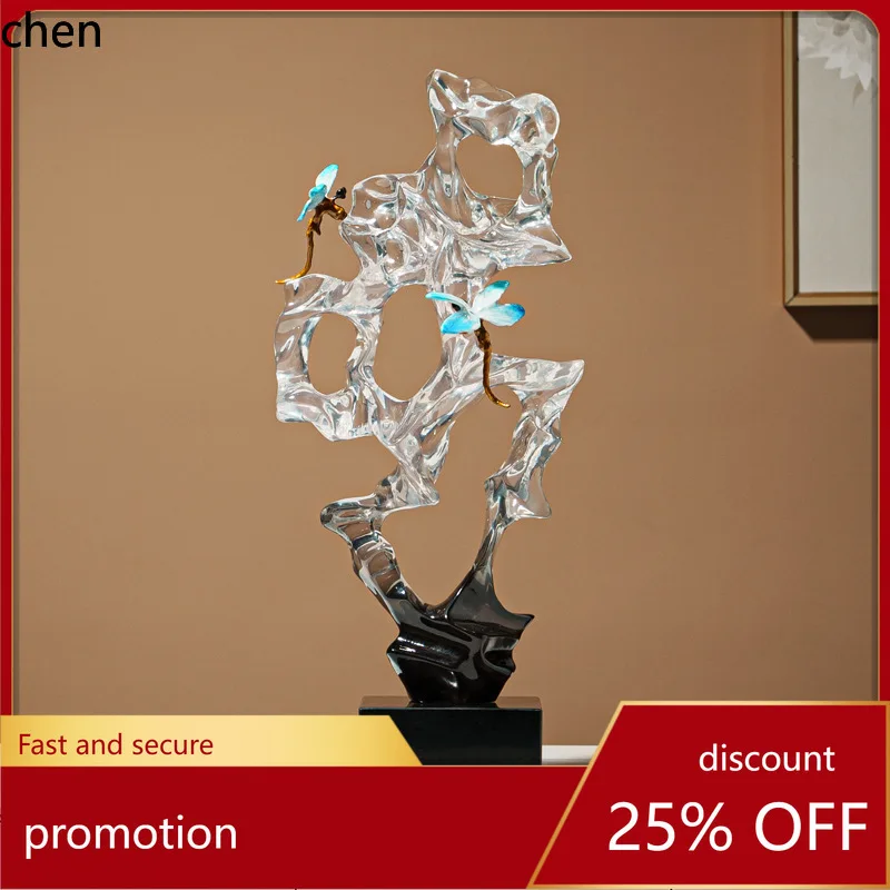 

YFY Transparent Taihu Stone Ornament New Chinese Style Living Room Study Office Entrance Hall Niche Decoration