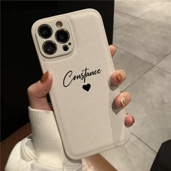 Luxury Leather Case For iPhone 16 15 14 13 12 11 Pro Max XR XS MAX 7 8 Plus 14 Plus Personalised Customized Name Cover 15 14 Pro