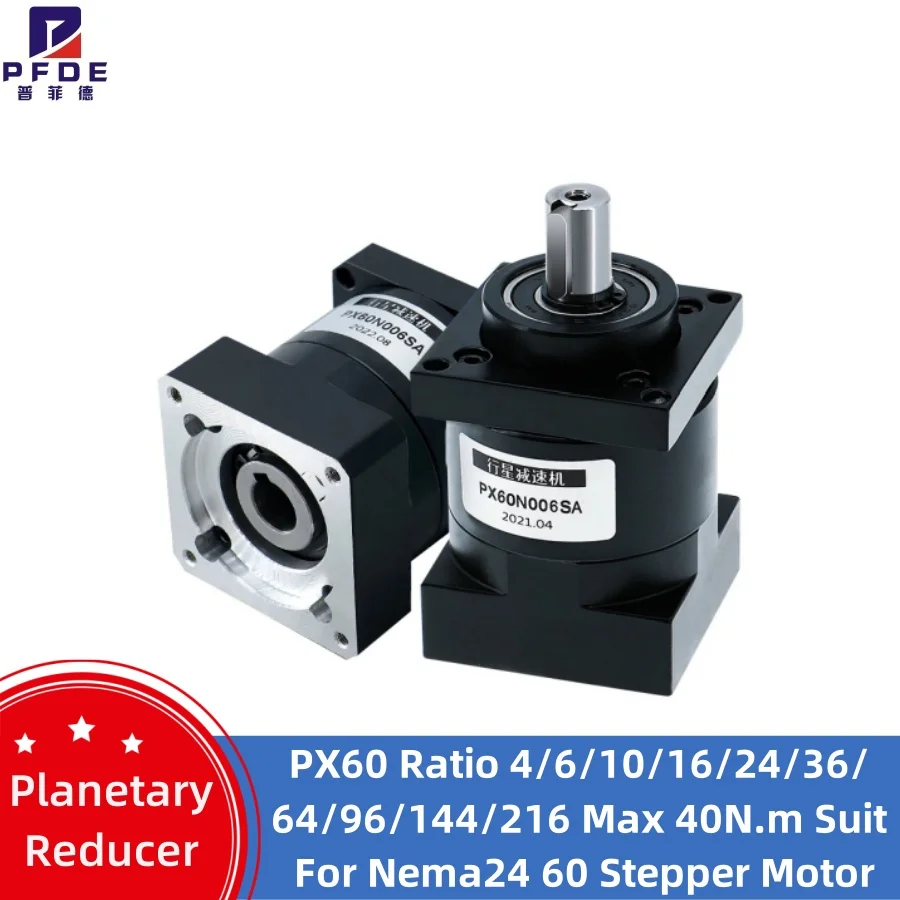 Redutor de Engrenagens Planetárias PX60 com Relação de Redução 3/4/5/6, Torque Máximo de 40N.m, Ideal para Motor de Passo 60