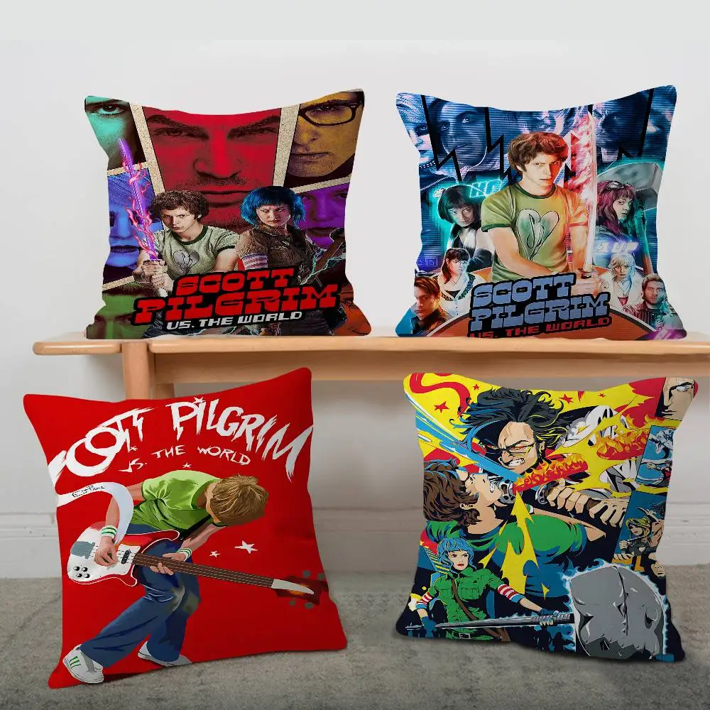 Vintage Movie Scott Pilgrim Vs The World Kissenbezug, Auto-Kissenbezug für Sofa, Auto, Weihnachtsgeschenk, 40 x 40 cm, 45 x 45 cm