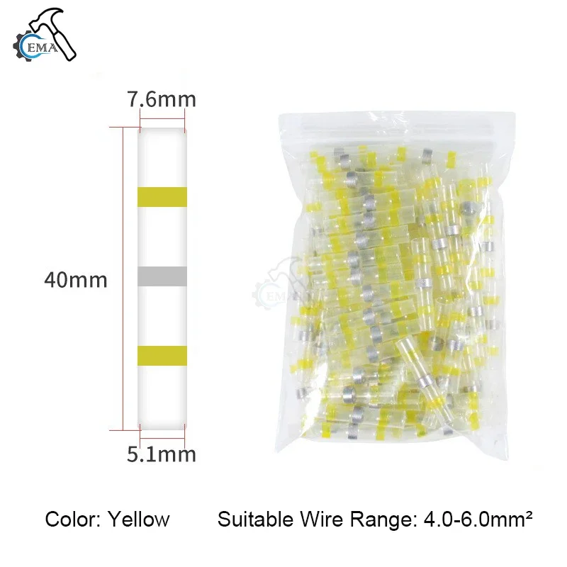 100/200PCS Schrumpf Anschlüsse Hülse Rohr Terminals Elektrische Butt Splice Draht Stecker Splice Solder Isolierte Kabel