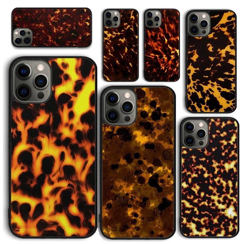 Tortoise Shell Pattern polished Marble Phone Case for iPhone 16 15 14 12 13 mini PLUS X XS XR 11 PRO MAX Fundas Shell