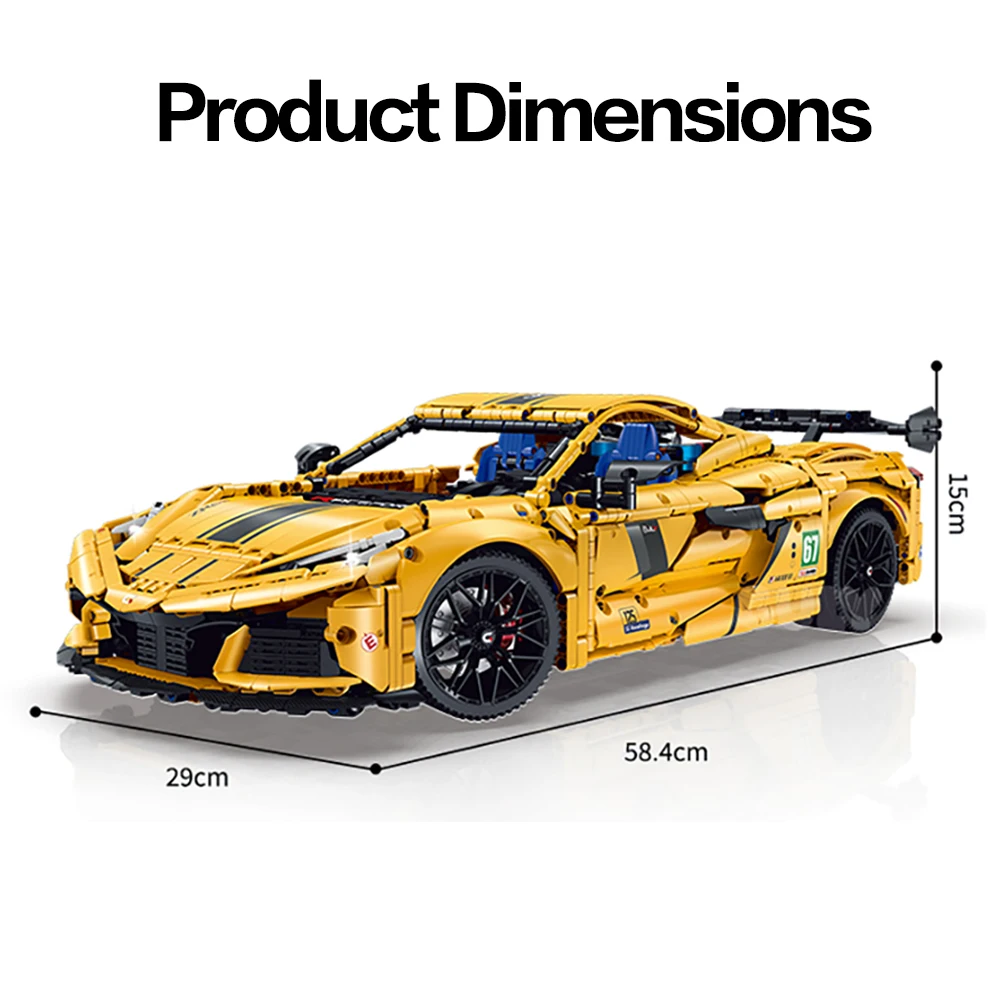 รถสปอร์ตใหม่ รุ่นจำลอง 1:8 ตัวต่อ 3372 ชิ้น ชุดตัวต่อเทคนิค สีเหลือง ของเล่นประกอบบนโต๊ะสำหรับเด็กผู้ชาย ของขวัญปี 2026