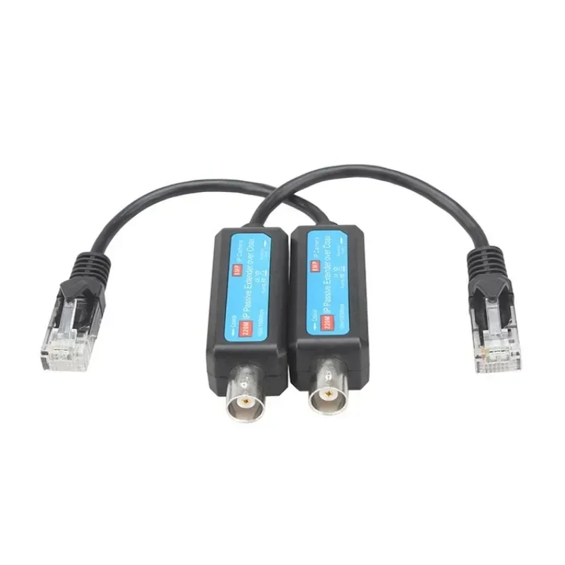 10/100Mbps Transmission Cables 1 Pair IP Passive Extender Over Coax Coaxial Transmitter 8MP HD for Web Camera 220M