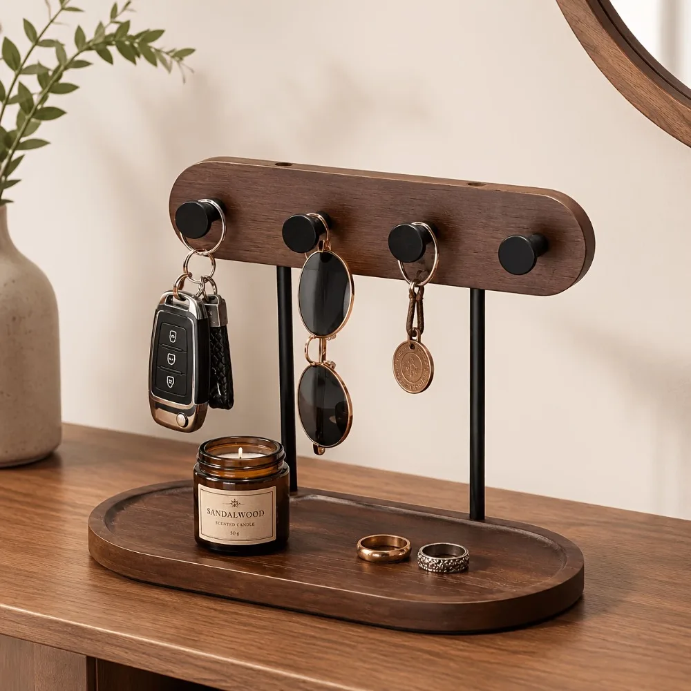 Wooden Key Storage Rack Environmentally Friendly and Space Saving Key Holder Box Decoration Watch and Jewelry Storage Container