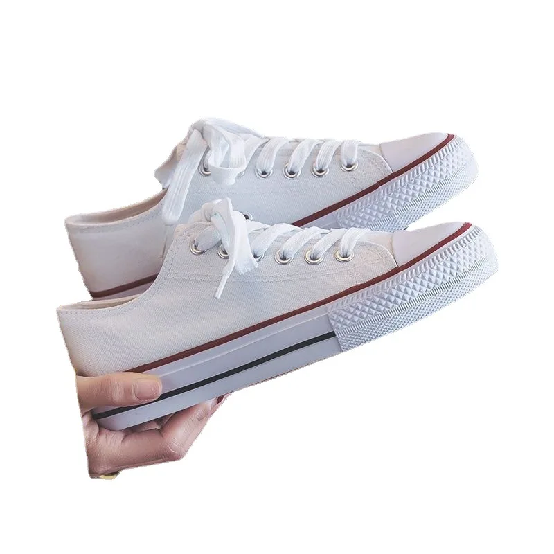 Women Canvas Flat Shoes Spring and Autumn New Fashion Fashion Female Students Korean Style Comfortable Casual White Sneakers