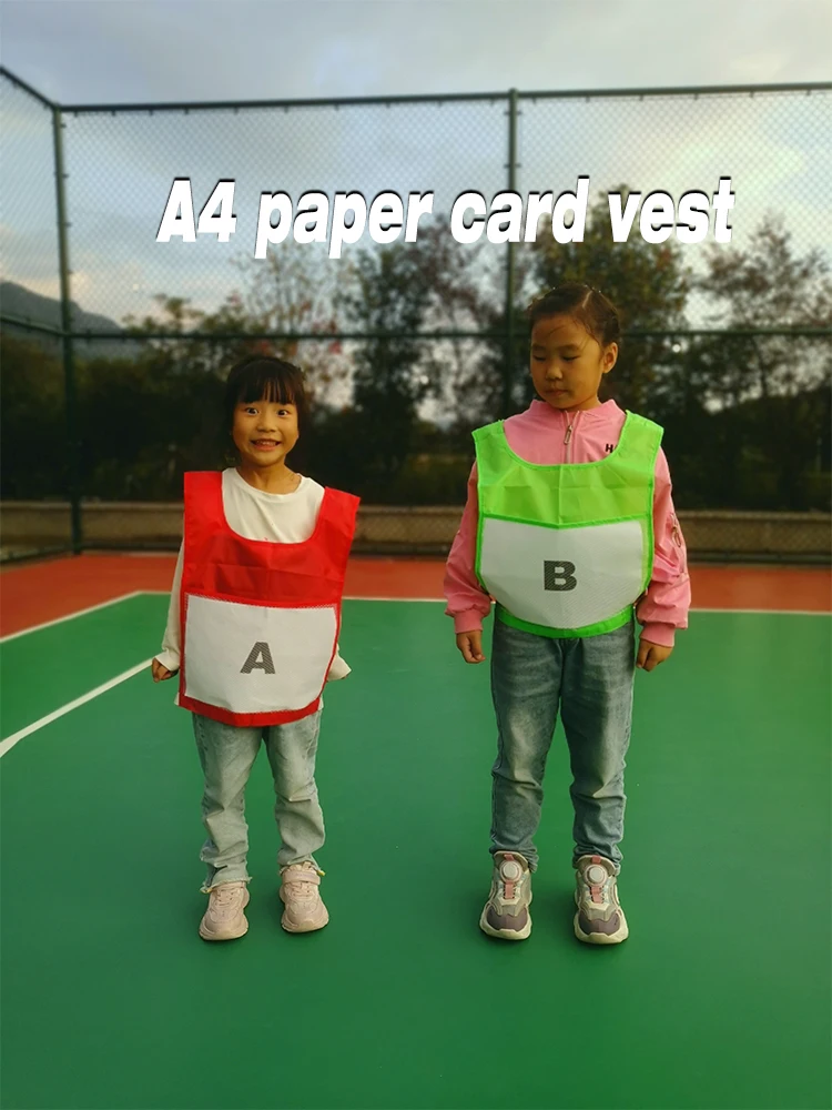 

Kid Early Education Sports Fun Competition Vest Group Activities Game Props A4 Paper Illustration Learning Double-sided Vest New