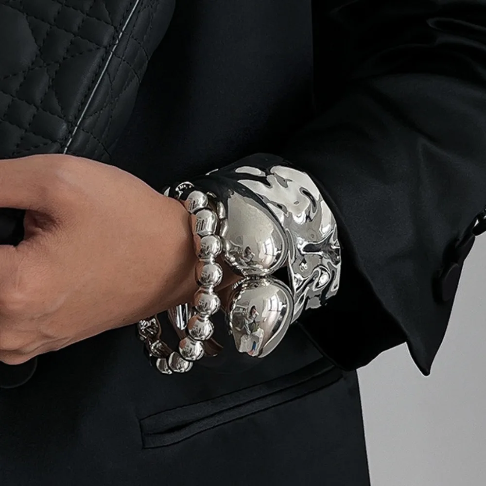 أزياء سبائك الشرير سوار غير النظامية مبالغ فيها الهيب هوب سوار فريد قطرة الماء الخرز شكل الإسورة النساء الرجال