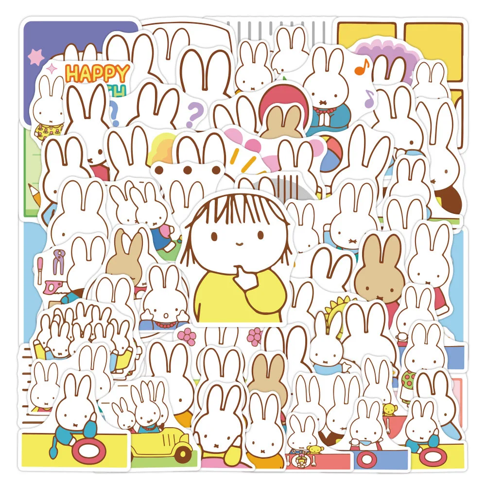 10/30/50PCS Miffy Stickers Cute Rabbit Cartoon Sitcker Meme Graffiti Decals Luggage Laptop Phone Guitar Car Bike Skateboard Toy